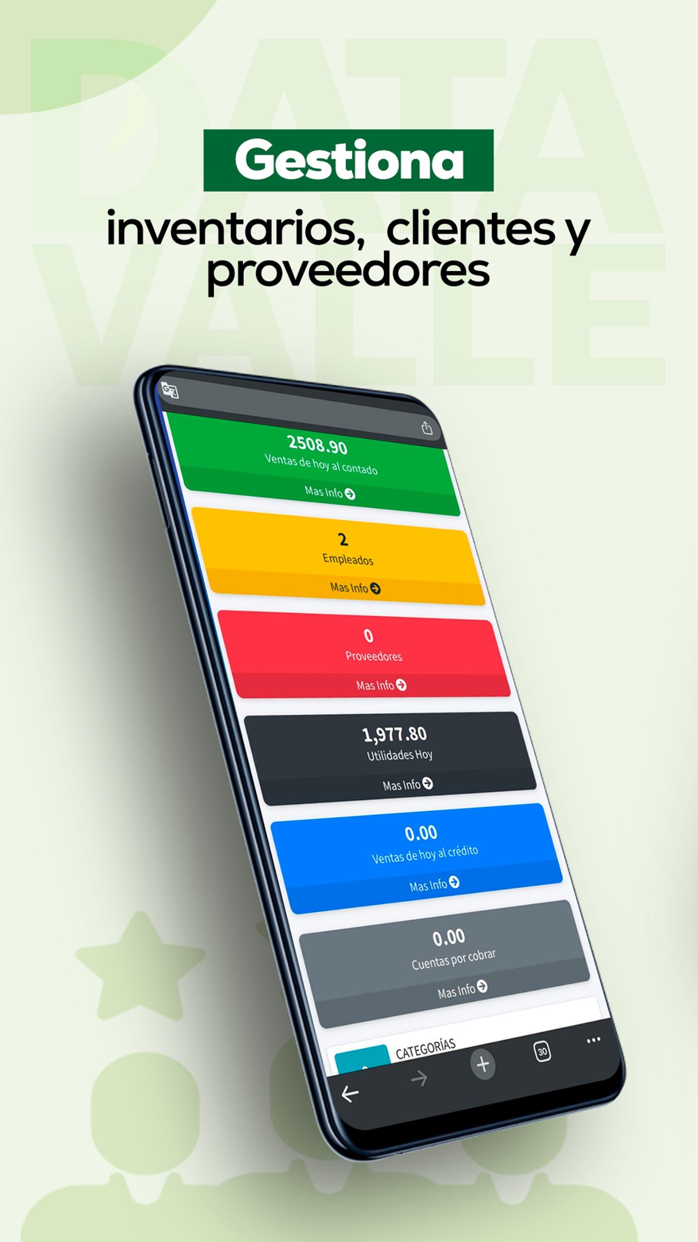 Gestiona inventarios, clientes y proveedores